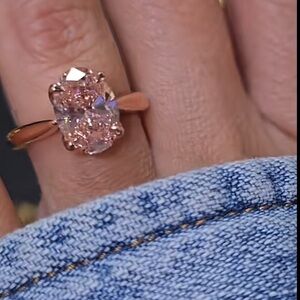 Lab grown pink oval ring